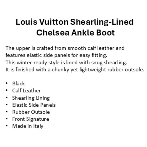 EUC-Louis Vuitton Black Shearling-Lined Chelsea Ankle Boot - 39/8.5 - Picture 12 of 12